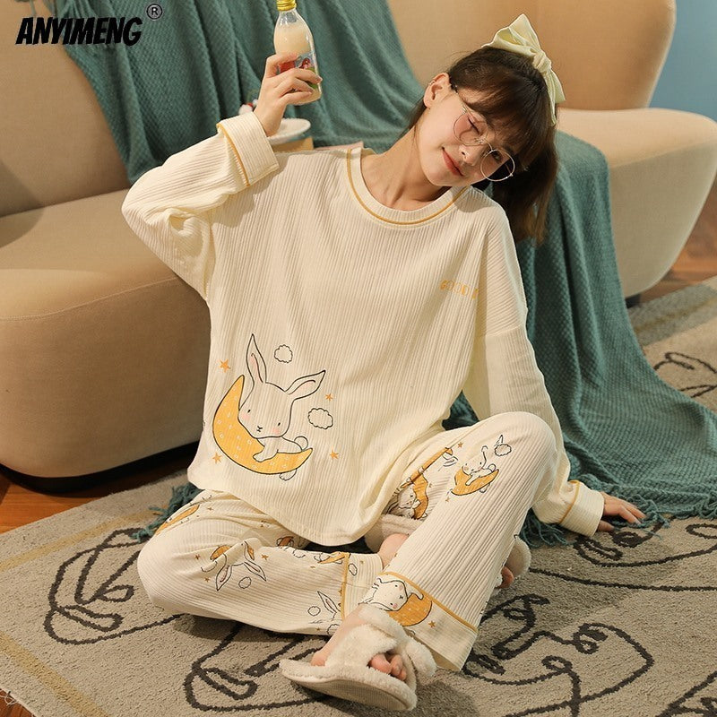 Pajamas Women Winter Long-sleeved Pure Cotton | Yazijico™