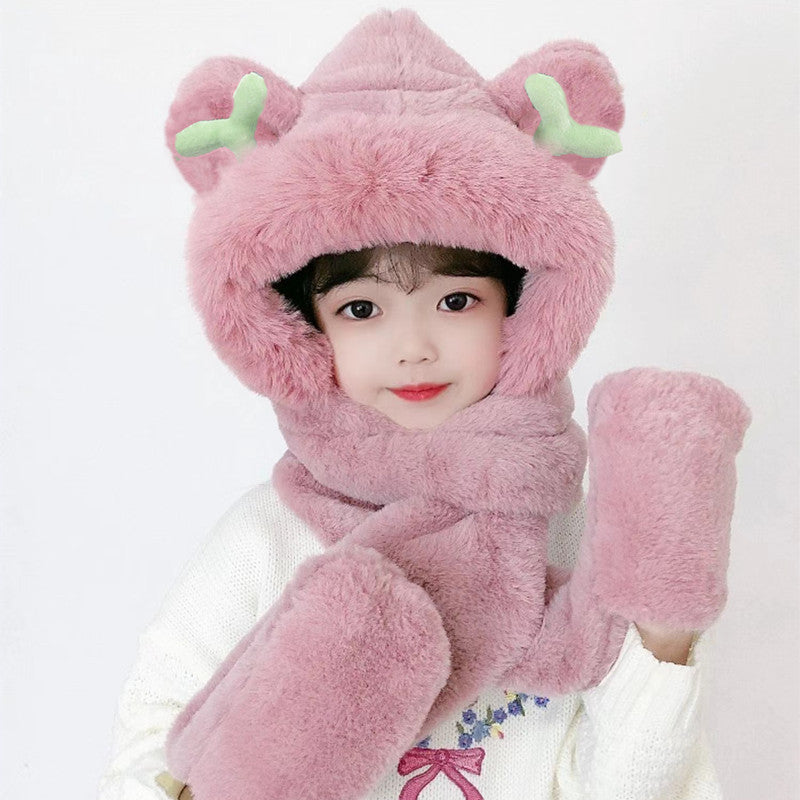 Children's Hat Scarf Gloves One-piece Hat | Yazijico™