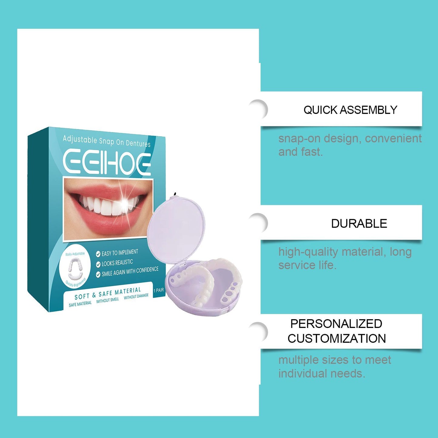 Adjustable Snap On Dentures Temporary Gap Filling   | Yazijico™ 