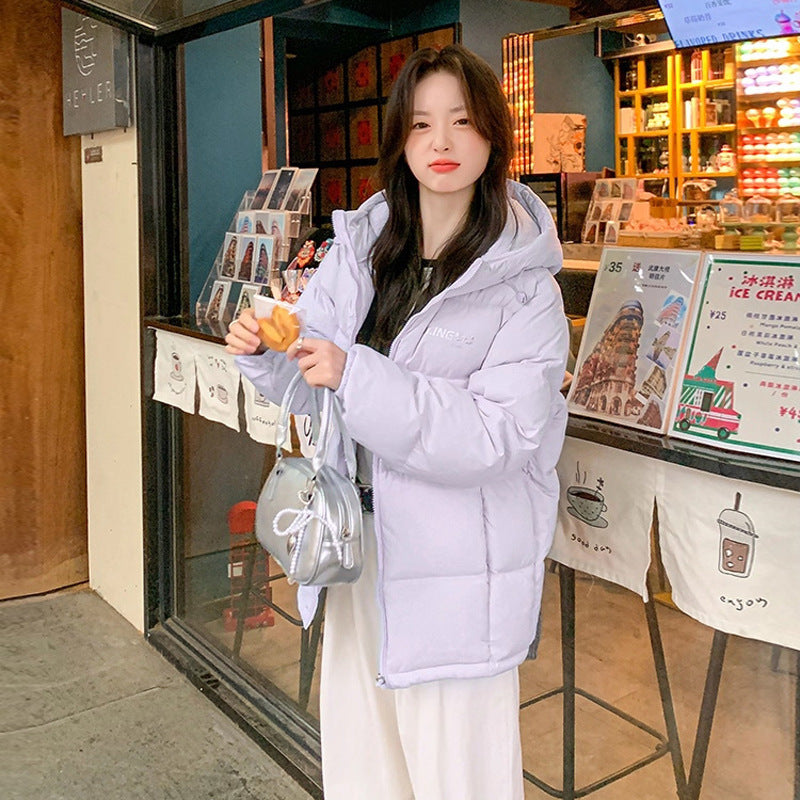 Down Cotton-padded Jacket Women's Hooded Loose And Warm Couple Coat