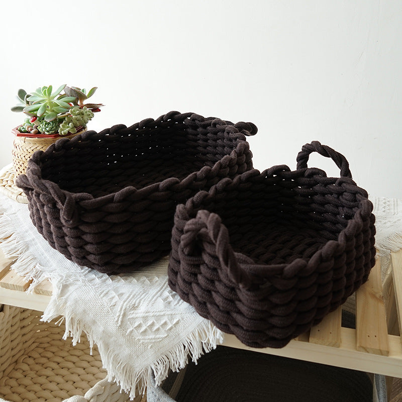 Hand-Made Soft Cotton Rope Sundries Basket | Yazijico™ 