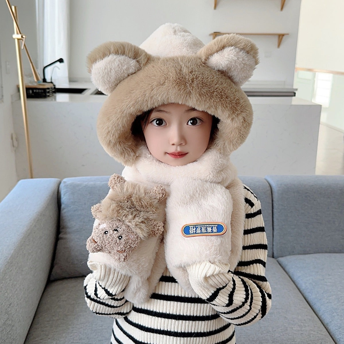 Children's Hat Scarf Gloves One-piece Hat | Yazijico™ 