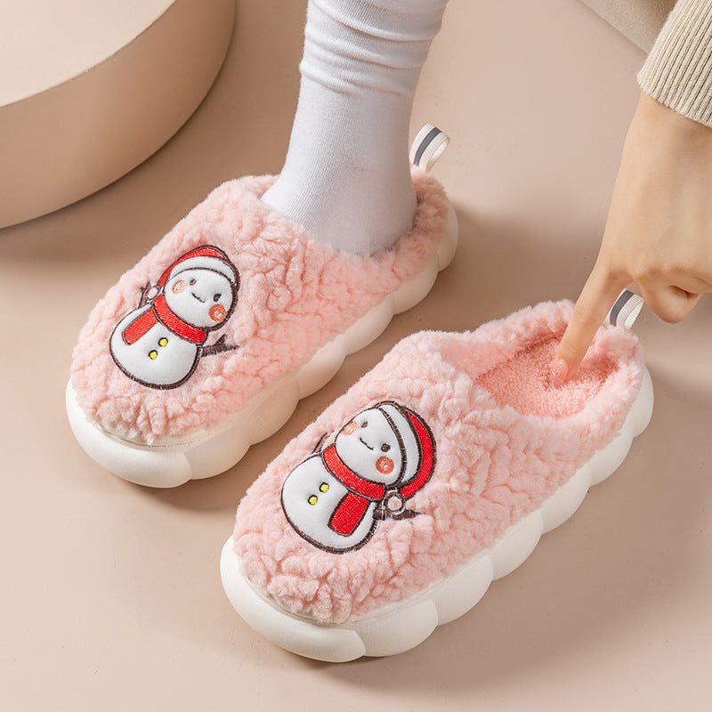 Cute Snowman Slippers Winter Indoor Plush  | Yazijico™ 