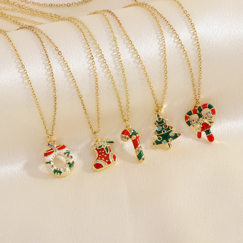 Christmas Tree Santa Claus Necklace Women Jewelry | Yazijico™