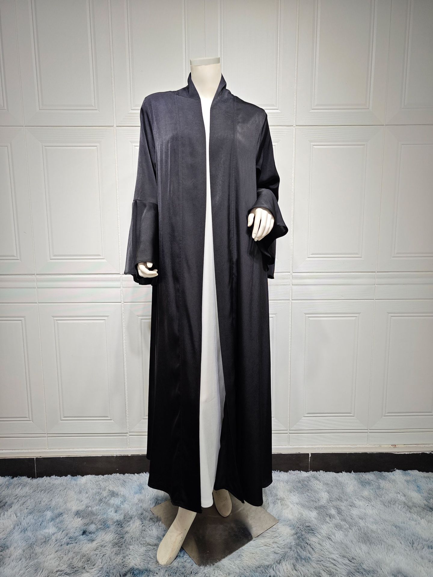 Ruffle Sleeve Solid Color Inverness Middle East Soft Dress | Yazijico™