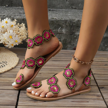 Sandals Ethnic Style Flowers Flat  Summer  Yazijico™