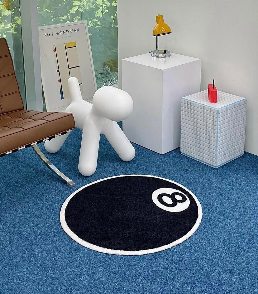 Yazijico™ Black 8 Billiard Floor Mat Retro Hip Hop Bedroom Rug - Yazijico™ 