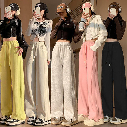 High Waist Long Thin Straight Sports Sweatpants| Yazijico™ 