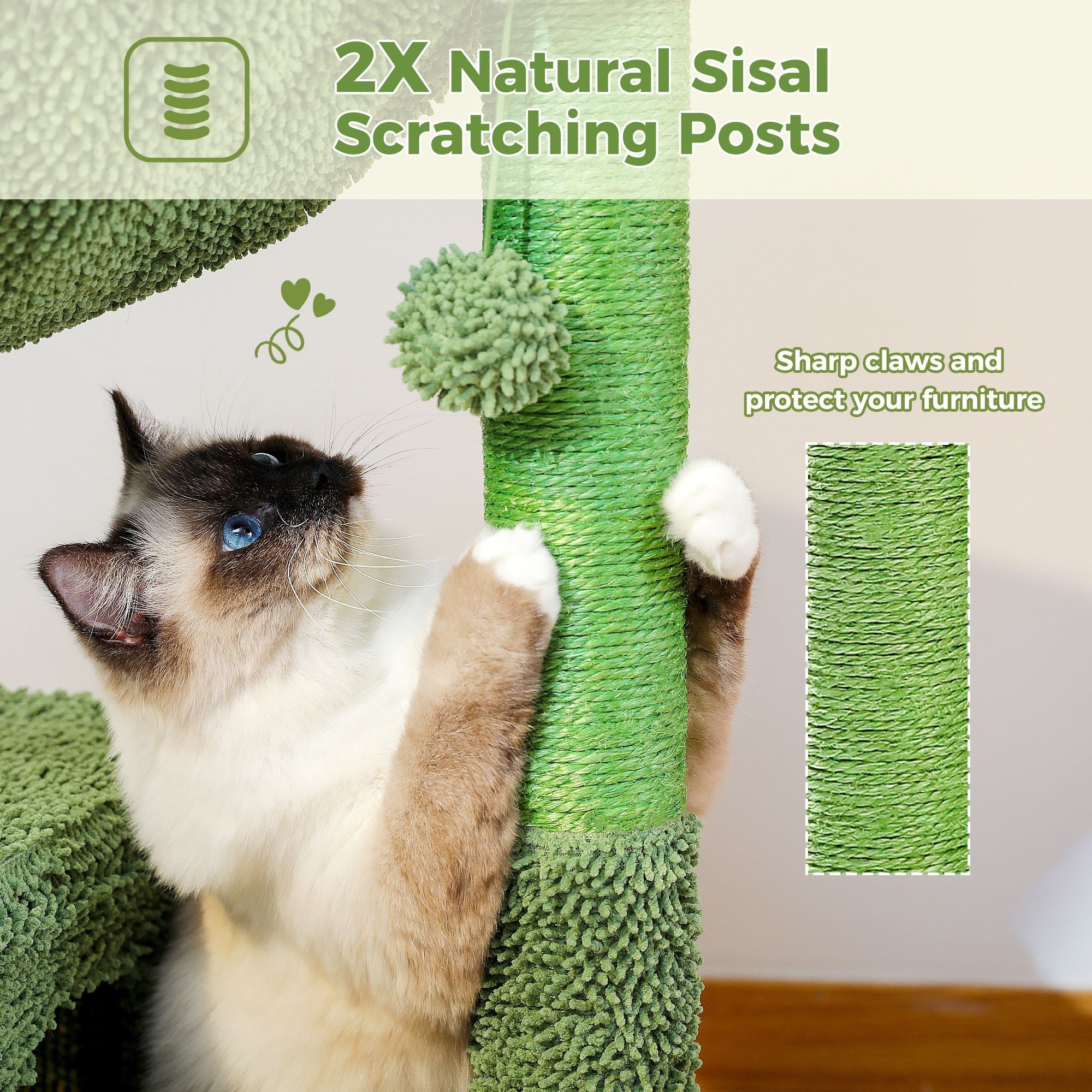 Cactus Cat Tree Condo With Hammock | Yazijico™ 