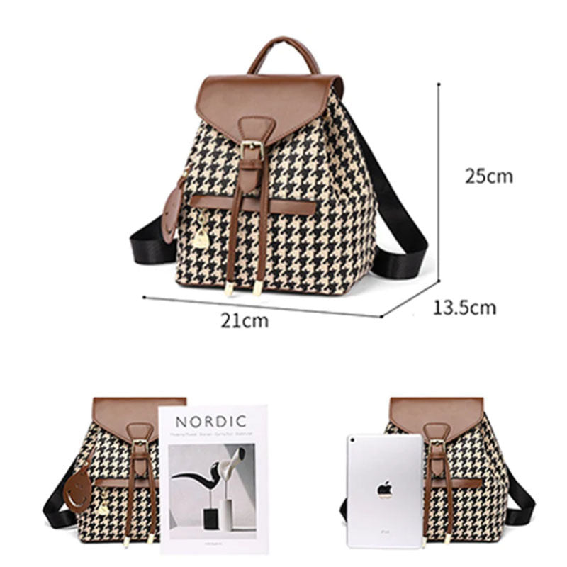 Houndstooth Backpack Women High Capacity  Yazijico™ 