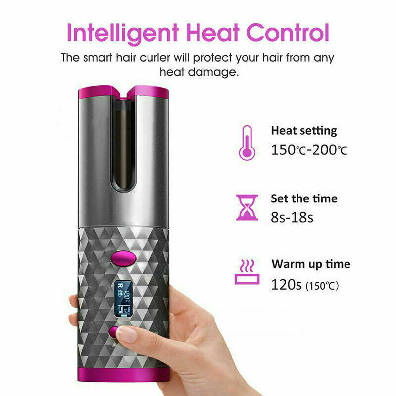 Electric Display Rotating Cordless Hair Curler | Yazijico™ 