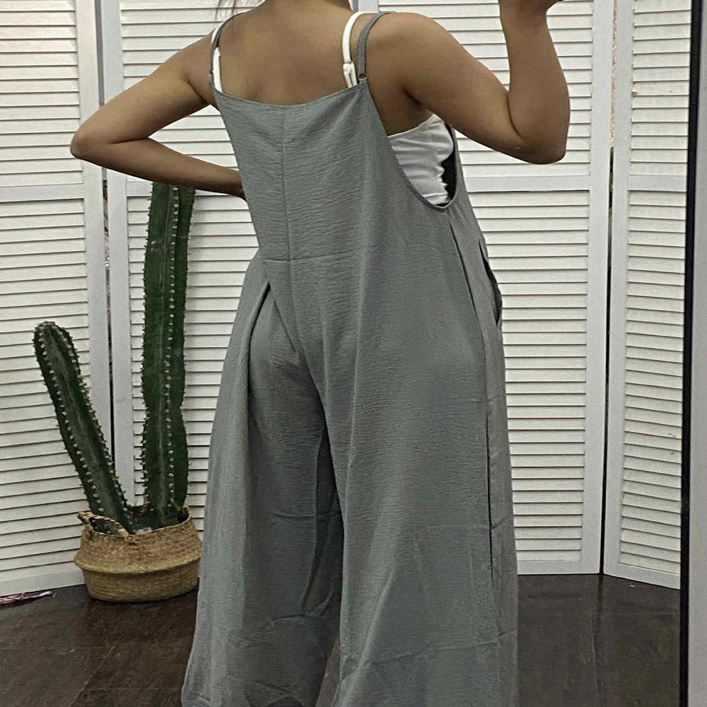 Women's Sleeveless Jumpsuit Overalls Summer Beach Trousers| Yazijico™ 
