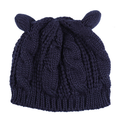 Hand Made Knitted Cat Ear Beanie For Winter | Yazijico™