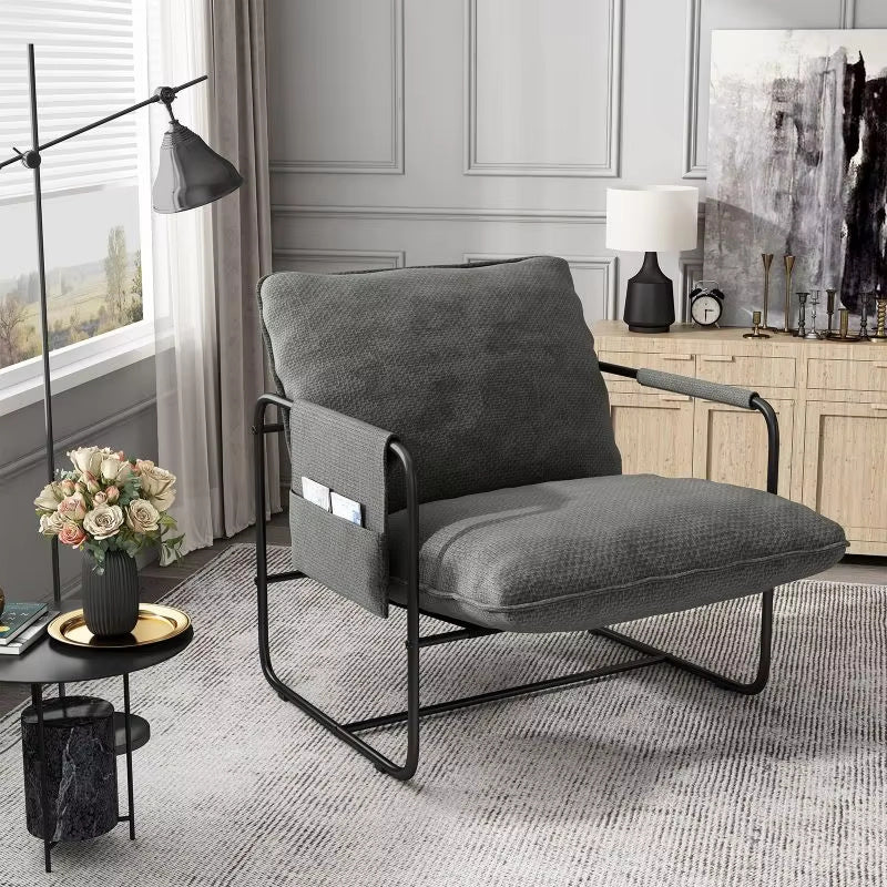 Nordic Style Iron Frame Armchair Reclining | Yazijico™ 