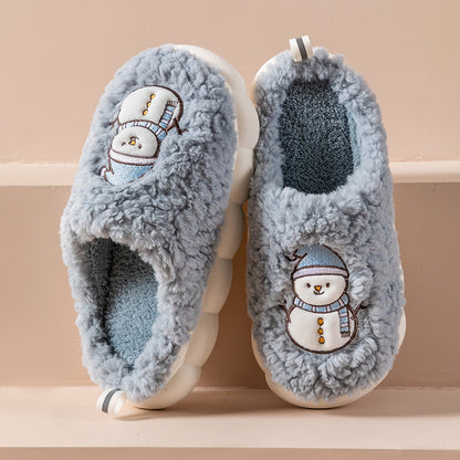 Cute Snowman Slippers Winter Indoor Plush  | Yazijico™ 