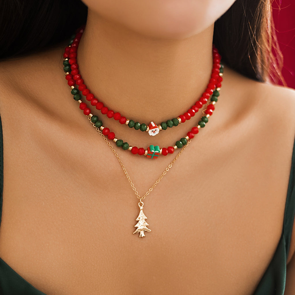 Beaded Women's Necklace Christmas Snowman | Yazijico™ 