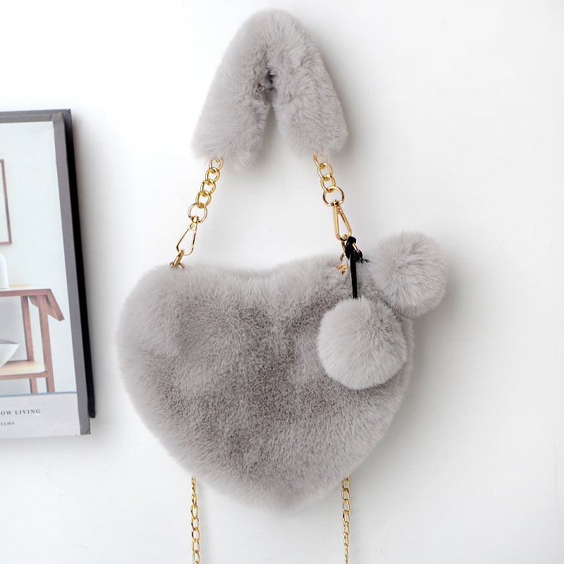 Love Bags Soft Plush Handbags Women Party Bag  Yazijico™ 