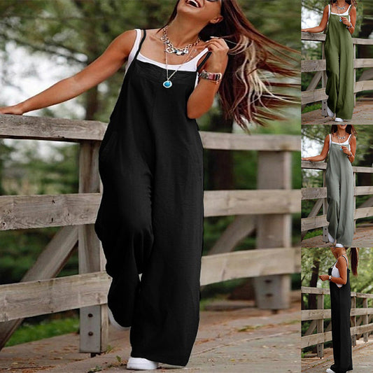 Women's Sleeveless Jumpsuit Overalls Summer Beach Trousers| Yazijico™ 