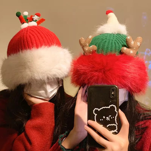 Christmas Antlers Plush Bonnet Children | Yazijico™ 