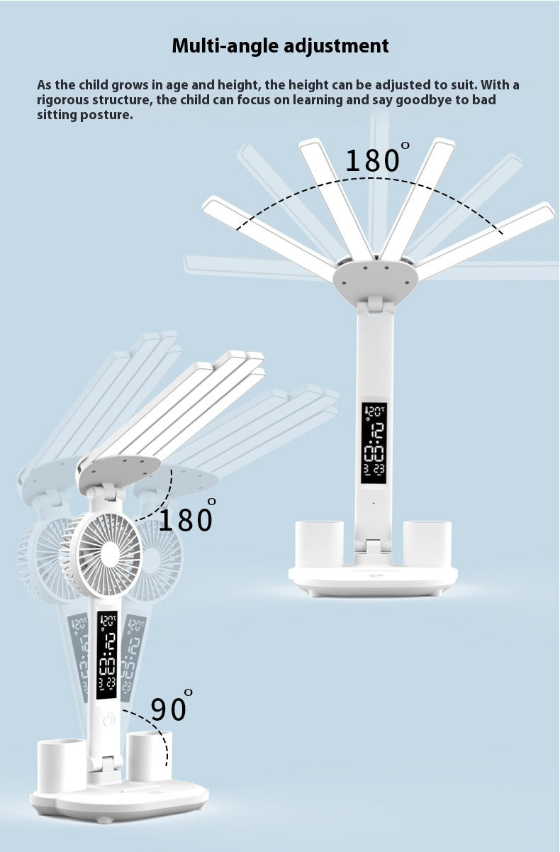 Multifunction Table Lamp LED With Fan Clock 
