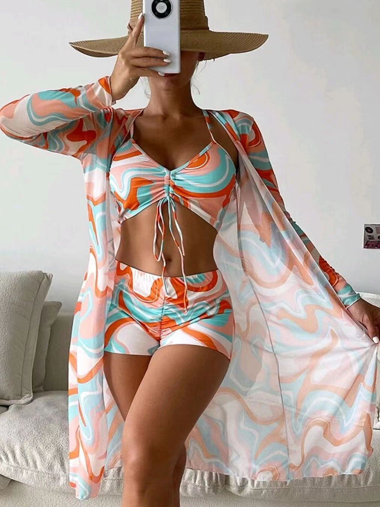 Swimsuit Bikini With Long Sleeve Cardigan  Yazijico™