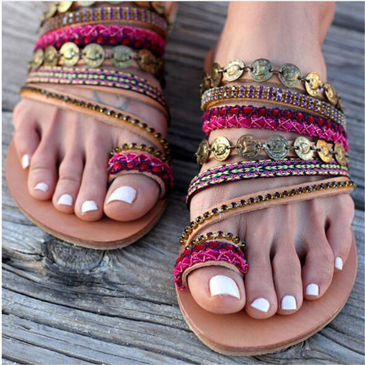 Hand made Bohemian flat sandals | Yazijico™ 