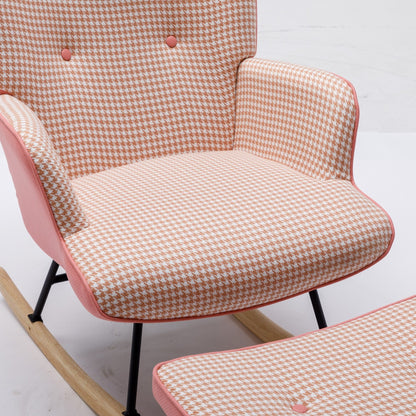 Rocking Chair, Soft Houndstooth Fabric Leather  | Yazijico™ 