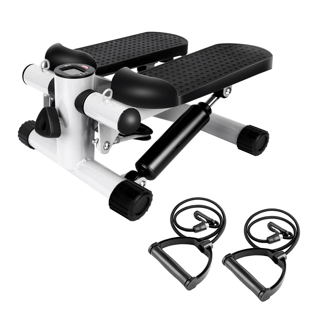 Stepper For Exercise Mini Fitness Stepper With 2 Resistance Bands LCD Monitor Max 330.7LBS Load Stair Stepper Quiet Stepper