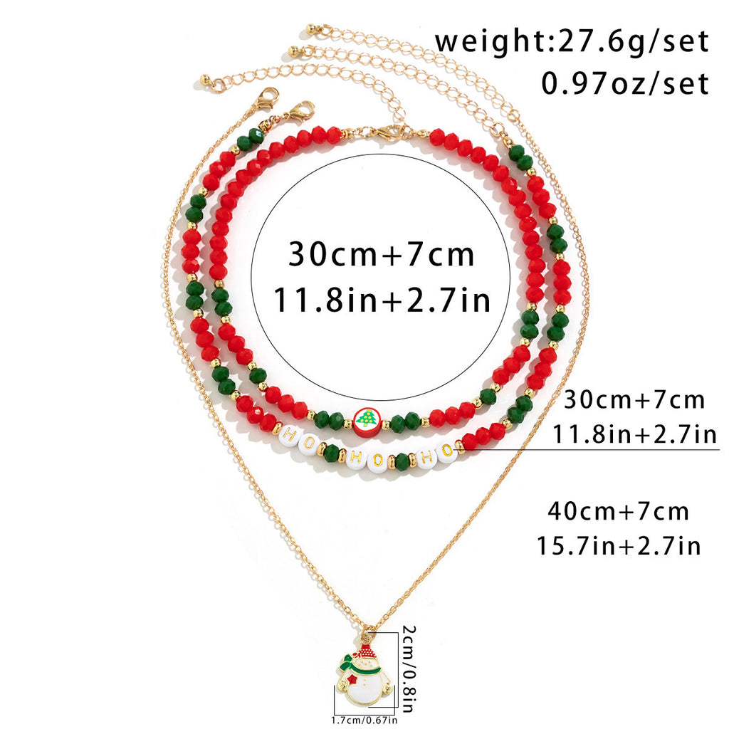Beaded Women's Necklace Christmas Snowman | Yazijico™ 