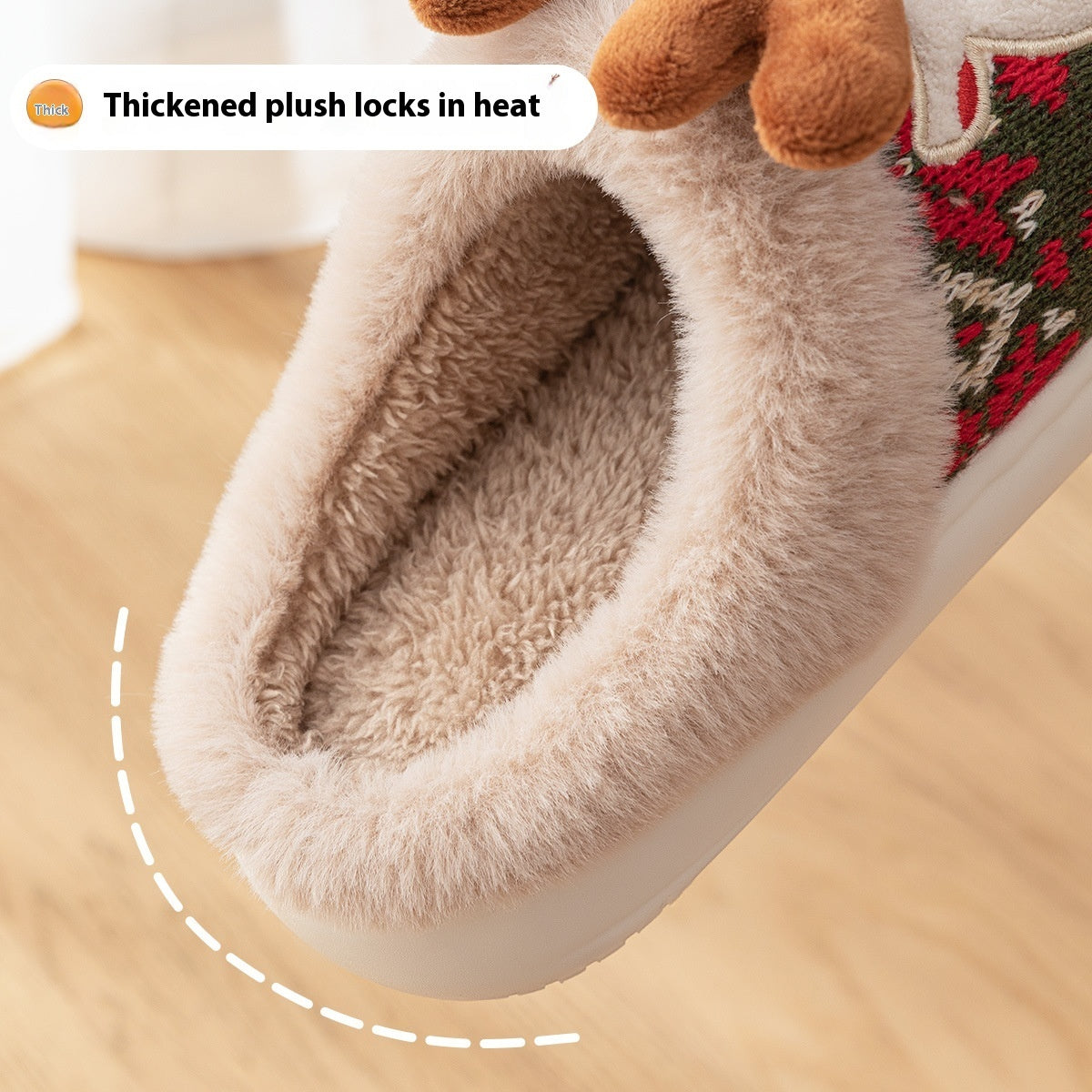 Cute Christmas Elk Plush Slippers Winter | Yazijico™ 