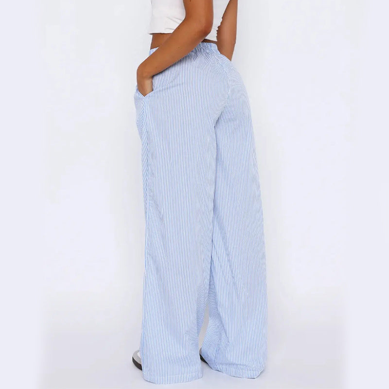Striped Trousers With Pockets Ins Fashion Casual | Yazijico™