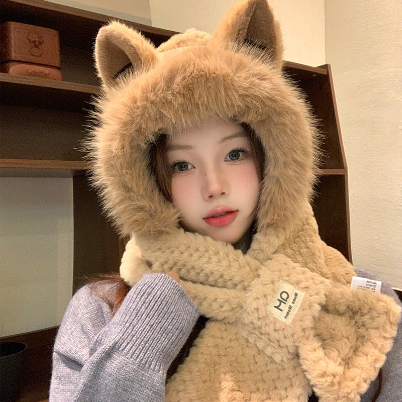 Autumn And Winter Cute Furry Fox Ear Hat | Yazijico™ 