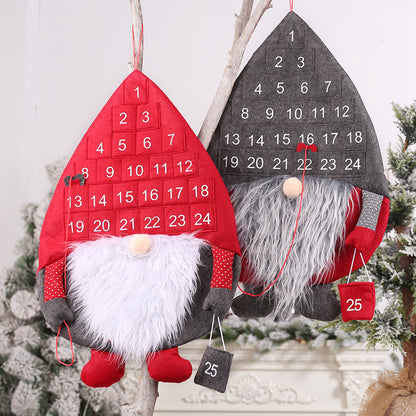 Christmas Advent Calendar Santa Claus Faceless Doll Hanging Christmas 