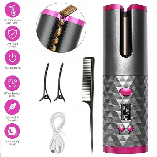 Electric Display Rotating Cordless Hair Curler | Yazijico™ 