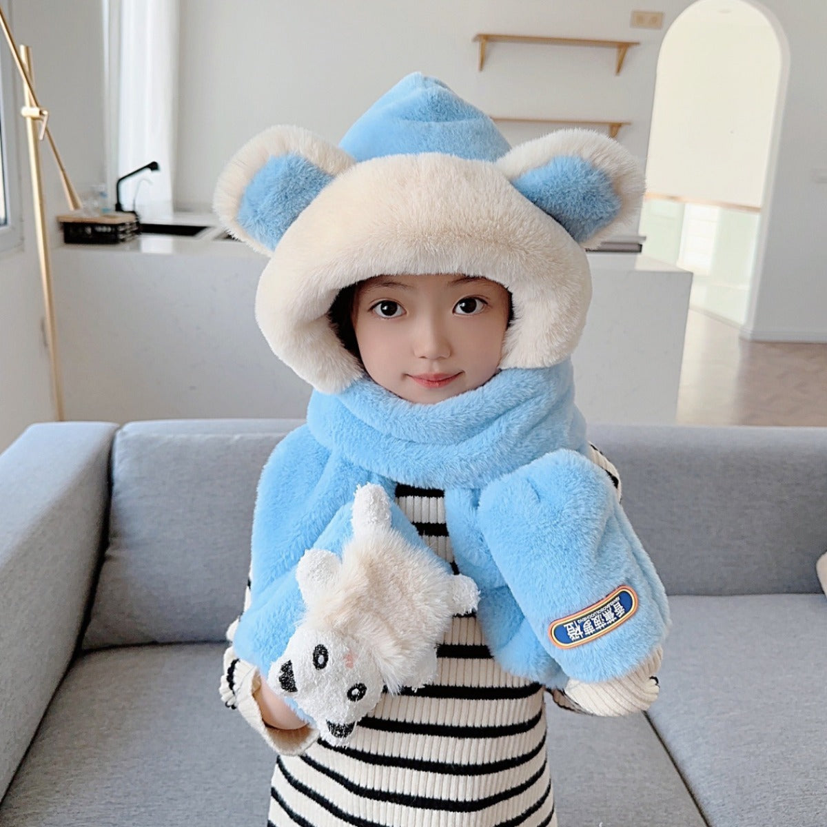 Children's Hat Scarf Gloves One-piece Hat | Yazijico™ 