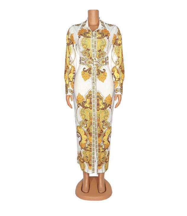 African Women's Plus Size Printed Long-sleeved Dress