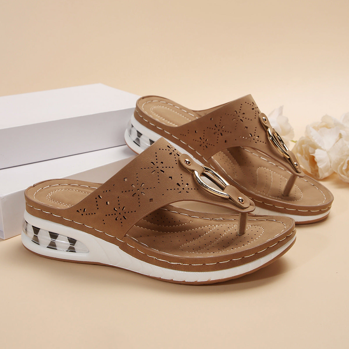 Air Cushion Thong Sandals  Flip Flops Hollow 