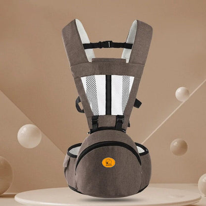 Brown baby carrier on a beige background