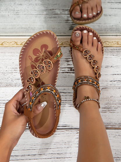 Bohemian Thong Sandals Fashion Flowers 