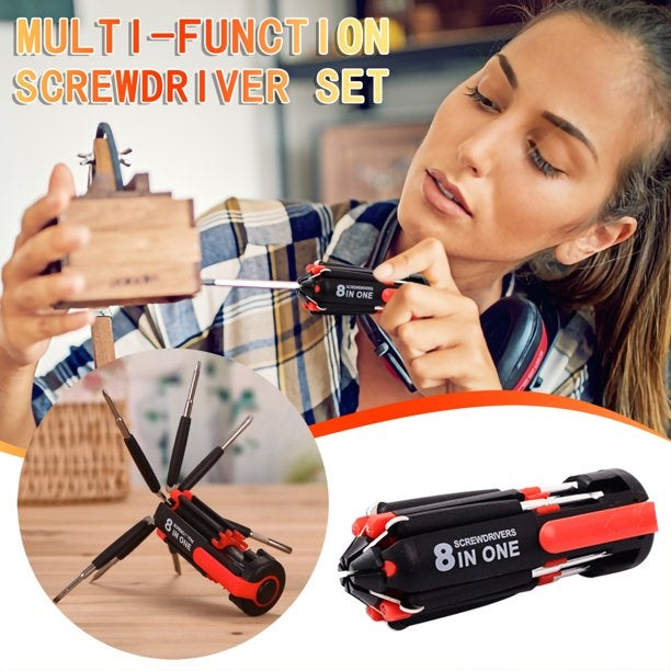 Car Supplies 8 In 1 Screwdriver With LED Flashlight 