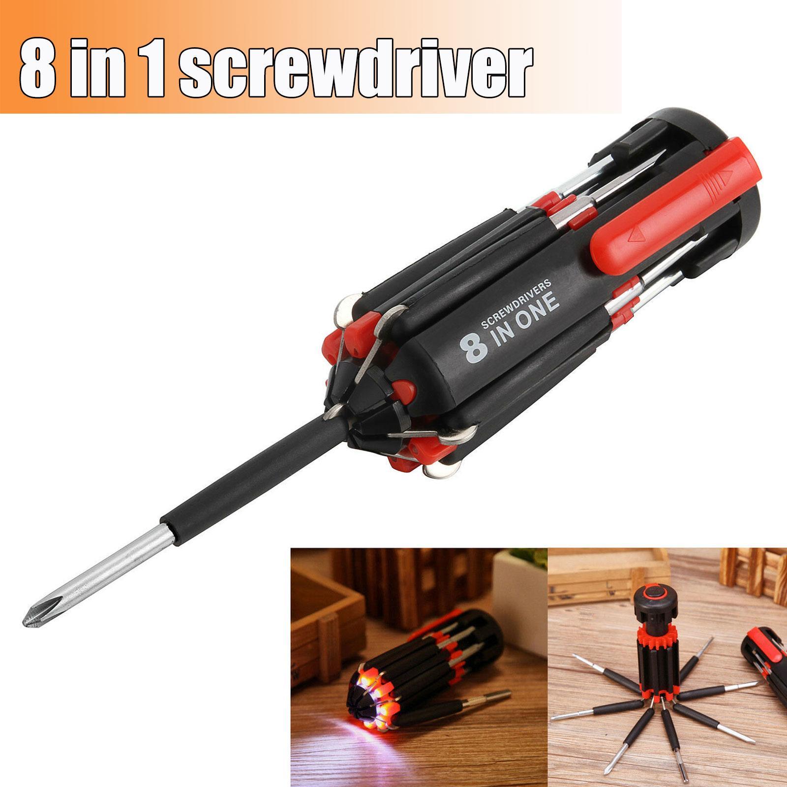 Car Supplies 8 In 1 Screwdriver With LED Flashlight 