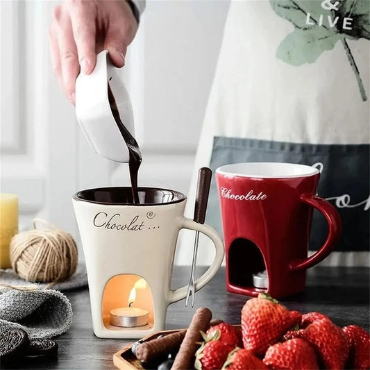Cup Small Warmer  Mug Set Mini Pots Chocolate