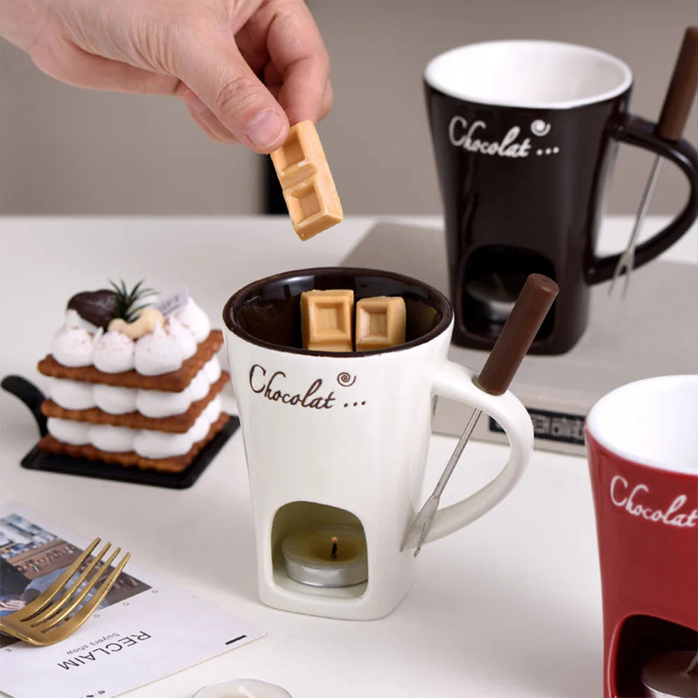 Cup Small Warmer  Mug Set Mini Pots Chocolate