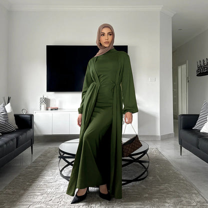 Dubai Middle East Turkey Elegant Dress Cardigan Suit