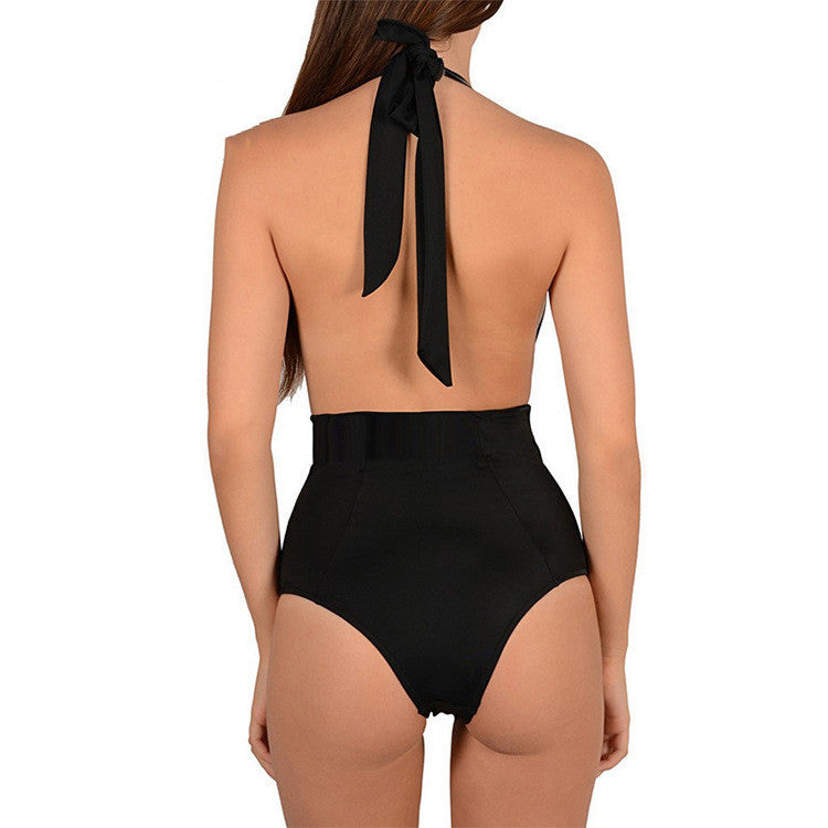 Embroidered Halter Sexy Lingerie Siamese Bikini  