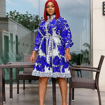 Fashion Sexy African Foreign Trade Plus Size Women'S Digital Printing Dress