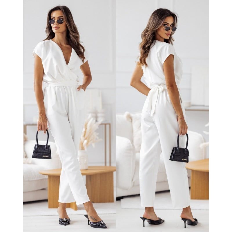 Fashion Slimming Short-sleeved Jumpsuit 
