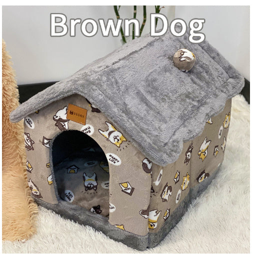 Foldable Dog House Pet Cat Bed Winter Villa_