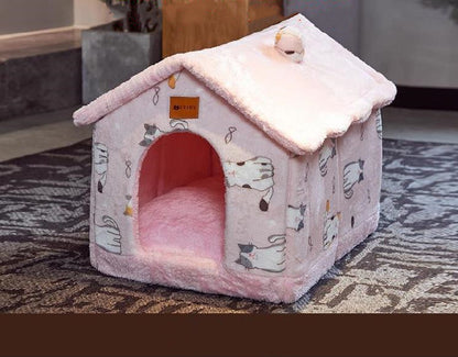 Foldable Dog House Pet Cat Bed Winter Villa_