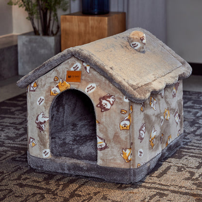 Foldable Dog House Pet Cat Bed Winter Villa_